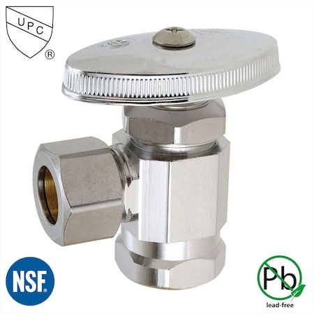Thrifco Plumbing 1/2 Inch FIP x 1/2 Inch Comp Multi Turn Brass Angle Stop Valve 4405461